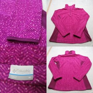 Columbia Sweatshirt Women Medium Purple Herringbone Chevron 1/4 Zip Fleece Light